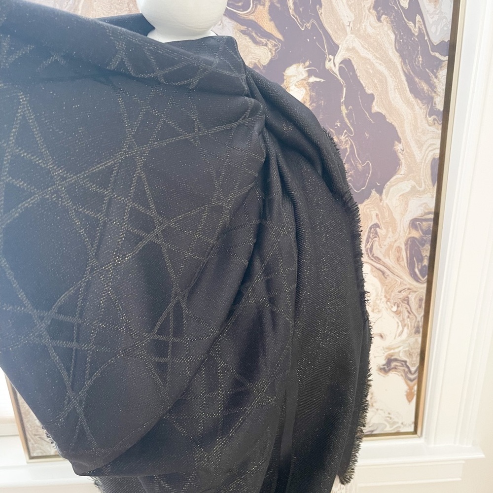 Christian Dior Cannage Metallic Shimmer Shawl Scarf Stole - Picture 5 of 16